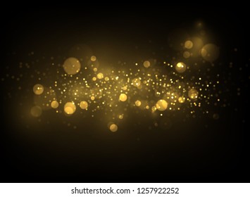 Vector Eps 10 sparkling gold bokeh, shiny particles explode abstract luxury background