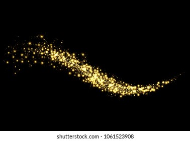 Vector eps 10 sparkling golden glitter wavy trail background decoration element 