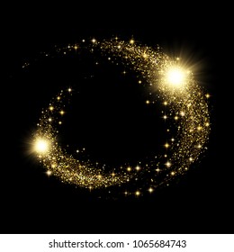Vector eps 10 sparkling golden glitter texture banner design. Luxury decorative frame