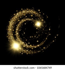 Vector eps 10 sparkling golden glitter texture banner design. Luxury decorative frame