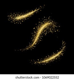 Vector eps 10 sparkling golden glitter swirls decorative element collection