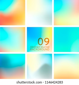 Vector EPS 10. Summer theme. Set of 9 blurred backgrounds for any business production, wallpaper, etc..