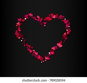 Vector eps 10 Valentine's day decoration red pink heart shaped frame isolated on transparent background
