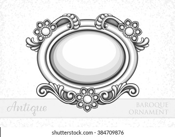 VECTOR eps 10. Vintage Antique baroque ornament. 1st ornament in my collection. Others look for in my SET. Border frame filigree engraving. All elements grouped for easy use. Vintage Photo frame.