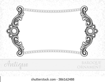 VECTOR eps 10. Vintage Antique baroque ornament. The 3rd ornament in my collection. Others are in my SET. Border frame filigree engraving, Calligraphic Design Elements and Page Decoration, Frame