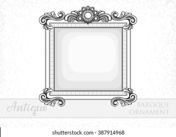 VECTOR eps 10. Vintage Antique baroque ornament. The 5th ornament in my collection Antique. Border frame filigree engraving are in SET. Calligraphic Design Element and Decoration, vintage photo Frame 