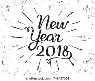 VECTOR eps 10. Vintage greeting card Greeting card des with Handdrawn lettering calligraphy for 2018 New Year Design. Hand drawn lettering text on vintage grunge background. Happy New year 2018