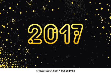 VECTOR eps 10. Yellow numbers 2017 New Year creative design greetings card, flyers, invitation, posters, banners, calendar Seasons greetings Happy New 2017 year contemporary design Illustration snow