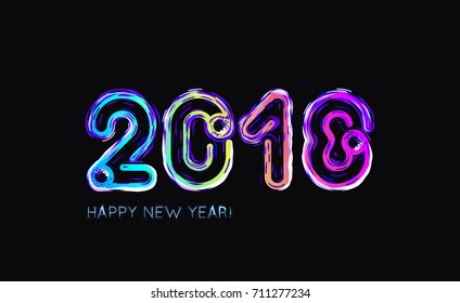 VECTOR eps 10. Yellow numbers 2018 New Year creative design greetings card, flyers, invitation, posters banners, calendar Seasons greetings Happy New 2018 year contemporary glitch design Illustration 