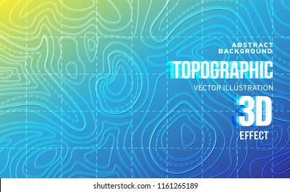Vector EPS 10. Zoom 3d motion effect. Topographic map background for presentation, posters, free space for text. Lined art.