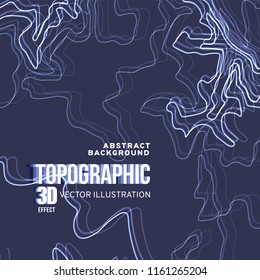 Vector EPS 10. Zoom 3d motion effect. Topographic map background for presentation, posters, free space for text. Lined art.