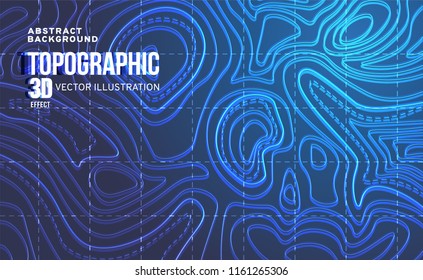 Vector EPS 10. Zoom 3d motion effect. Topographic map background for presentation, posters, free space for text. Lined art.