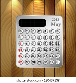 Vector eps 10.Illustration of 2013 calendar on wood background.