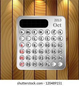 Vector eps 10.Illustration of 2013 calendar on wood background.