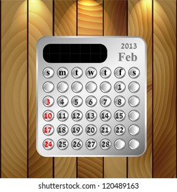 Vector eps 10.Illustration of 2013 calendar on wood background.