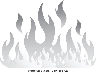 vector or eps burning fire scene, burning fire, black and white and editable fire design