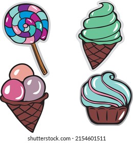 
vector eps candy popsicle ice cream cone for embroidery or printing