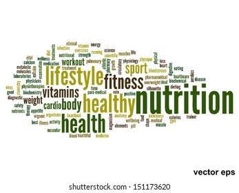 Vector eps concept or conceptual abstract word cloud on white background as metaphor for health,nutrition,diet,wellness,body,energy,medical,fitness,medical,gym,medicine,sport,heart or science