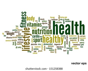 Vector eps concept or conceptual abstract word cloud on white background as metaphor for health,nutrition,diet,wellness,body,energy,medical,fitness,medical,gym,medicine,sport,heart or science