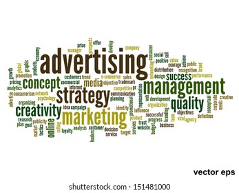 Vektor eps concept oder konzeptuell abstrakte Wortwolke auf weißem Hintergrund als Metapher für Unternehmen, Trends, Medien, Fokus, Markt, Wert, Produkt, Werbung oder Kunden.Auch für Corporate WordCloud