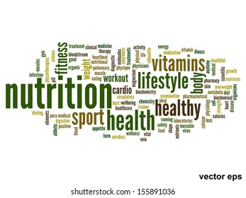 Vector eps concept or conceptual abstract word cloud on white background as metaphor for health,nutrition,diet,wellness,body,energy,medical,fitness,medical,gym,medicine,sport,heart or science