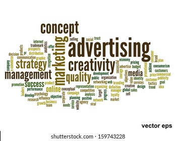 Vector eps concept or conceptual abstract word cloud on white background as metaphor for business,trend,media,focus,market,value,product,advertising or customer.Also for corporate wordcloud