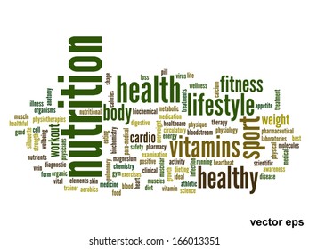 Vector eps concept or conceptual abstract word cloud on white background as metaphor for health,nutrition,diet,wellness,body,energy,medical,fitness,medical,gym,medicine,sport,heart or science