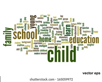 Vetor eps conceito ou conceitual filho abstrato palavra nuvem no fundo branco