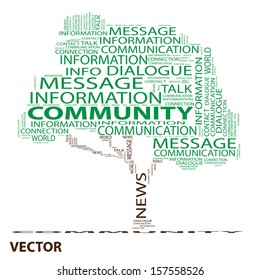 Vector eps concept or conceptual green tree word cloud on white background, metaphor for communication,speech,message,mail,relation,dialog,talk,report,contact,stair, climb,email,interne twordcloud