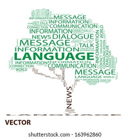 Vector eps concept or conceptual green tree word cloud on white background, metaphor to communication,speech,message,mail,relation,dialog,talk,report,contact,stair, climb,email,internet wordcloud