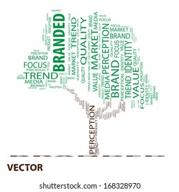 Vector eps concept or conceptual tree word cloud on white background as metaphor for business,trend,media,focus,market, value, sales, goal, product,advertising or customer.Also for corporate wordcloud