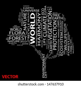 Vector eps concept or conceptual white text word cloud as tree isolated on white background,metaphor to nature,ecology,green,energy,natural,life,world or global,protect,environmental or recycling