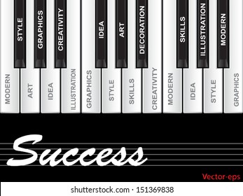 Vector eps concept or conceptual white text word cloud tagcloud as piano keys isolated on white background,metaphor to art,style,graphics,creativity,idea,modern,ornament,creative,vision artwork