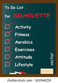 Vector eps concept conceptual white chalk text blackboard word cloud tagcloud on green background to body,fitness,health ,energy,gym,athletic,sport,weight,wellness,silhouette,climb,goal wordcloud