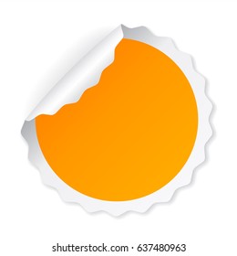 Vector eps curled round yellow note paper on white background, post-it sticker