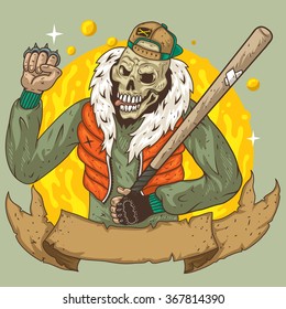 Vector EPS - dead hooligan - street style. Image for car (vinyl), skate, snowboard.