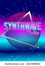 diseño vectorial eps vintage new wave synthwave disco retro party afiche fondo de pantalla de movimiento revista de música
