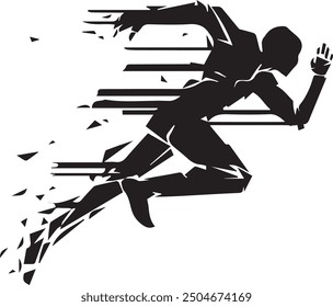 Vector or EPS editable black and white file Illustration of a man running