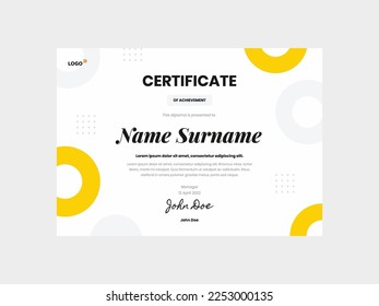 Vector eps elegant yellow circle certificate template