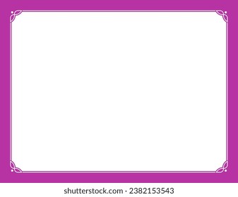 Vector EPS empty blank border frame. Vintage framing for poster, invitation, family photo portrait, business card, cover, package design, menu page. Horizontal retro art frame pink white background
