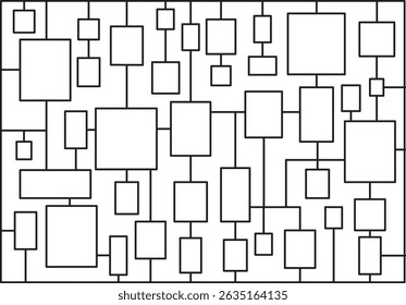 Vector EPS file featuring an abstract seamless pattern of black rectangles arranged in a geometric grid layout. Perfect for modern design projects, digital art, and backgrounds.

