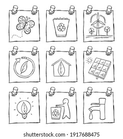 Vector EPS. Hand drawing natural icon set. All icons are grouped separately.