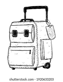 Vector EPS. Hand drawn illustration of a luggage. Editable for changing colors. 