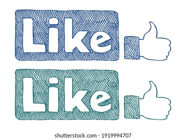 Vector EPS. Hand drawn illustrations of like icons. All elements are layered separately. Editable for changing colors. 