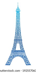Vector EPS. Hand drawn line art illustration of Eiffel Tower. Editable for changing colors. 