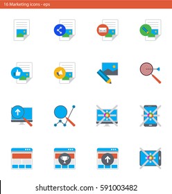 Vector eps icons set - marketing and advertising in material design style