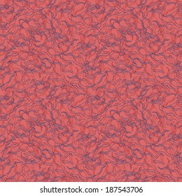 Vector eps illustration of blue on pink waves and curves seamless pattern