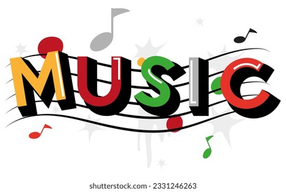 Vector eps illustration of music writing in bold and bold letters suitable for illustrations of music events or music posters