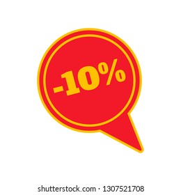 Vector eps illustration on the white background with sale discount tag label with text: -10% for advertising 