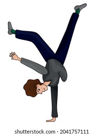 Vector eps illustration for print: gymnastics pose, boy silhouette